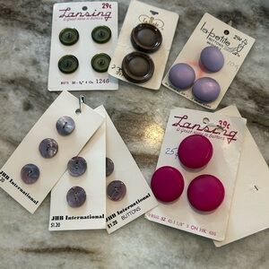 Vintage Button Set - Green, Brown, Purple, Pink 24 buttons total BNWT